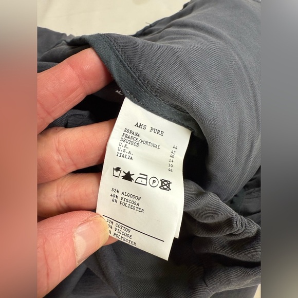 AMS PURE Gray elastic tie waist straight leg pants size 10 - Picture 8 of 12